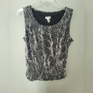 Chico's Women Size Large‎ Chico Sz 2 Snakeprint Sleeveless Tank Ruched Sides Top